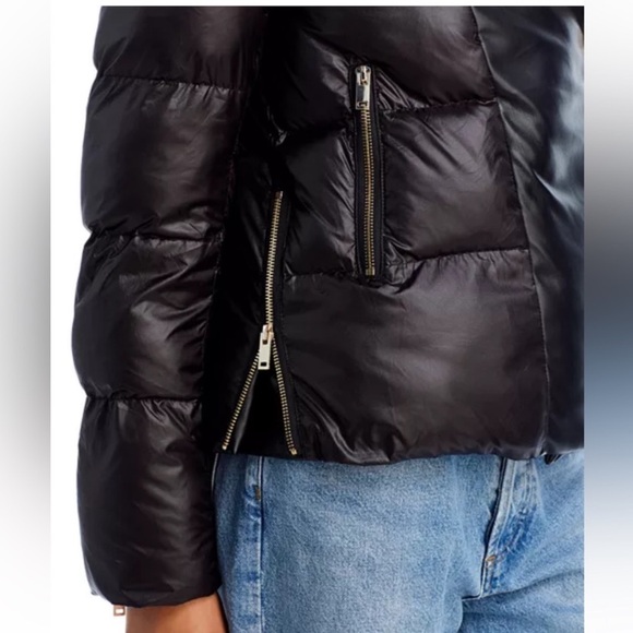 NWT GENERATION LOVE Avila faux fur combo puffer jacket vegan leather moto coat - Picture 10 of 16